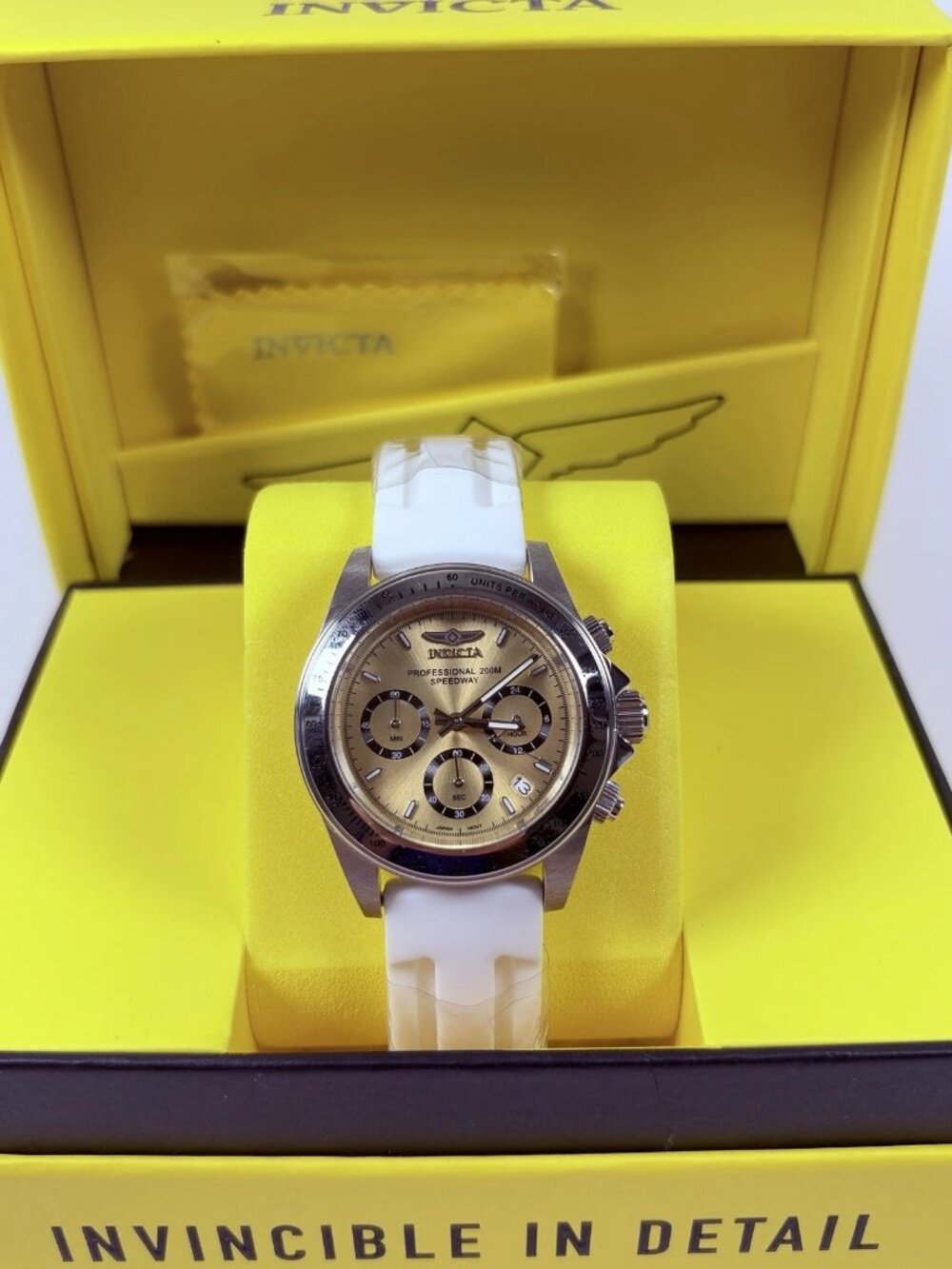 Invicta Speedway Montecarlo Men's Watch 40mm, White Silicone Champagne (50487)